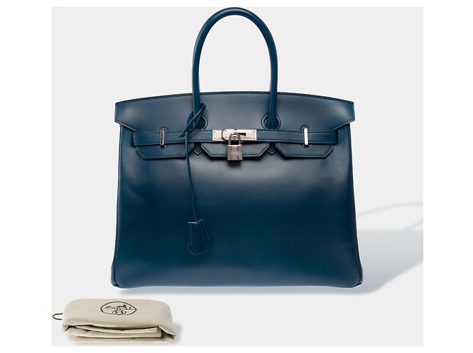 Hermès Borsa HERMES Birkin 35 in Pelle Blu - 103221 - vista 2