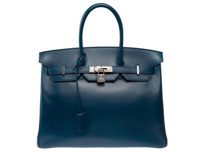 Hermès Borsa HERMES Birkin 35 in Pelle Blu - 103221 - vista 3