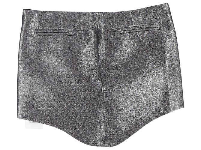 Falda Mini Brillante Wave Tech Attico en Lurex Gris Plata Metálico - vista 2