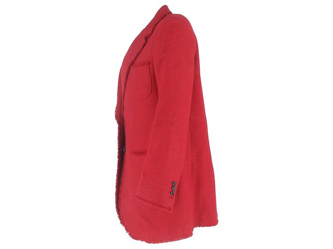 Blazer rojo de lana de un solo botón con dobladillo deshilachado de Thom Browne Roja - vista 2