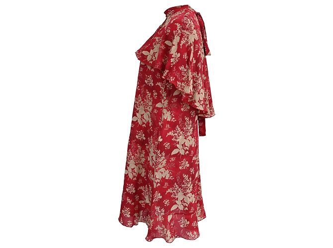 Marc by Marc Jacobs Vestido Mini con Estampado Floral Efecto Capa en Seda Roja de Red Valentino - vista 2