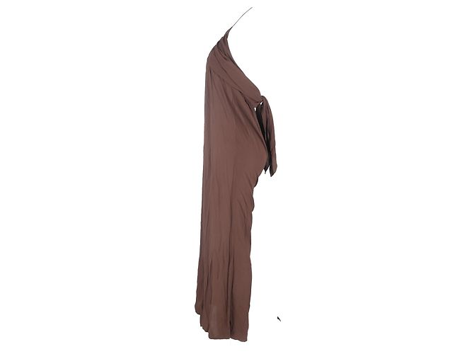 Mono sin espalda con cuello halter Jacquemus en viscosa marrón Castaño Roja - vista 2