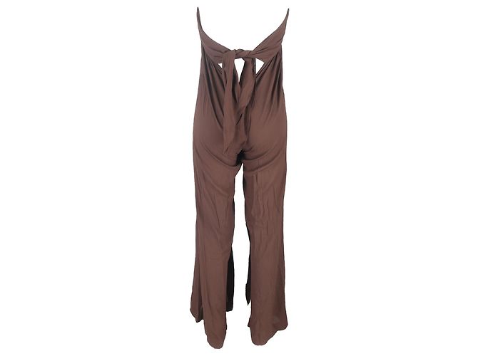 Mono sin espalda con cuello halter Jacquemus en viscosa marrón Castaño Roja - vista 3