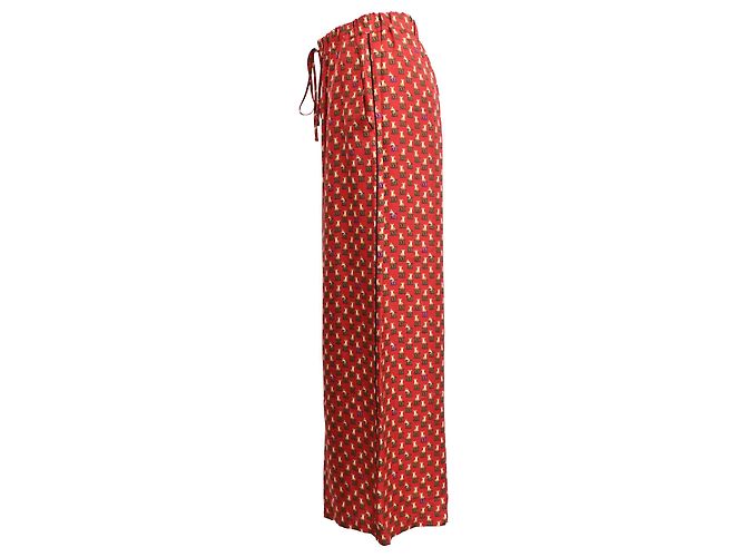 Pantalon large à imprimé tigre Robin de Max Mara en soie bordeaux Rouge - vue 2