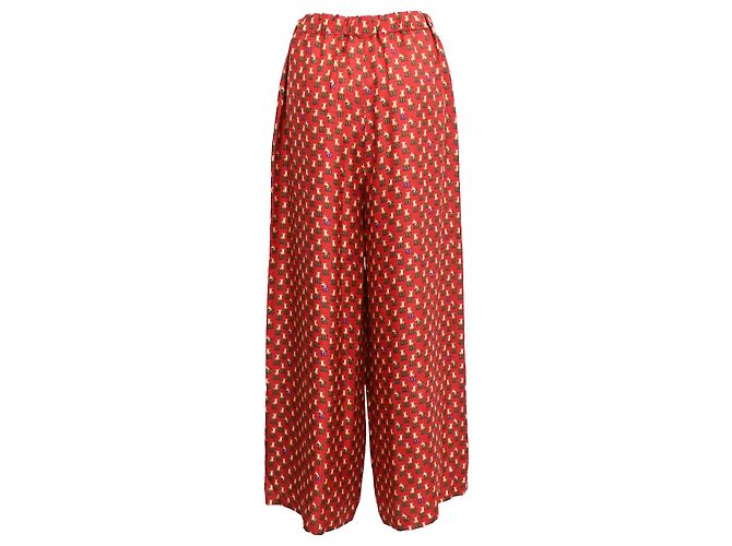 Pantalon large à imprimé tigre Robin de Max Mara en soie bordeaux Rouge - vue 3