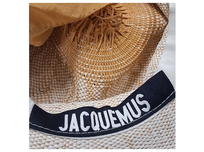 Cappello a tesa larga con sciarpa in rafia bianca e seta di Jacquemus Bianco - vista 6