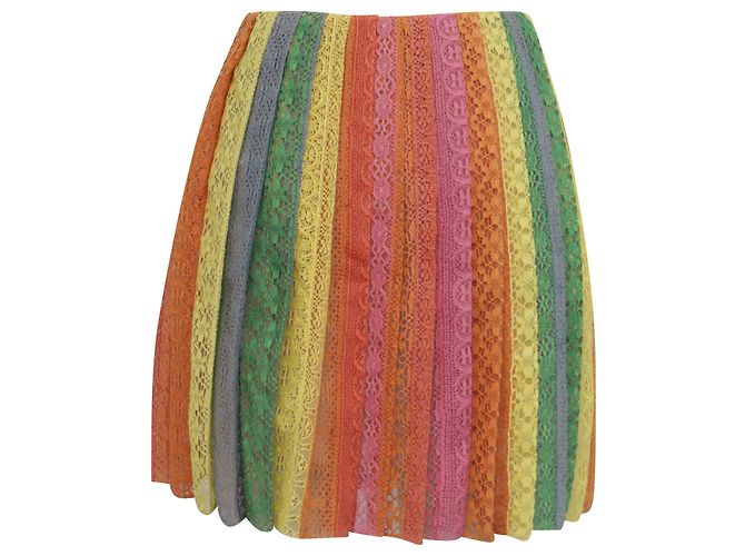 Gonna Mini in Pizzo Multicolore in Cotone Valentino Garavani - vista 3