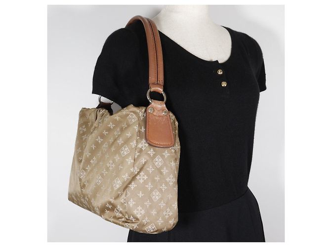 Autre Marque Borsa a Spalla in Nylon Fleur-de-lis Rame Verde Cachi - vista 20