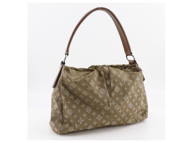 Autre Marque Borsa a Spalla in Nylon Fleur-de-lis Rame Verde Cachi - vista 3