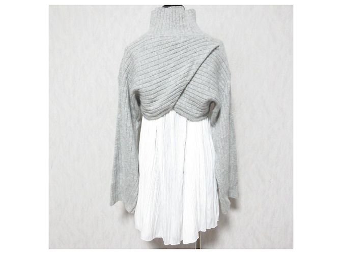 Autre Marque Top de malha cropped sobreposto Snidel Marrom Branco - vista 2