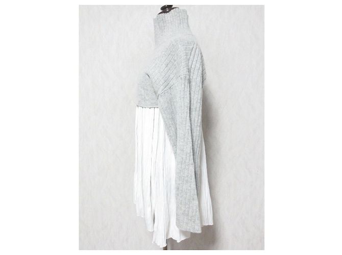 Autre Marque Top de malha cropped sobreposto Snidel Marrom Branco - vista 3