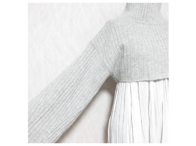 Autre Marque Top de malha cropped sobreposto Snidel Marrom Branco - vista 4