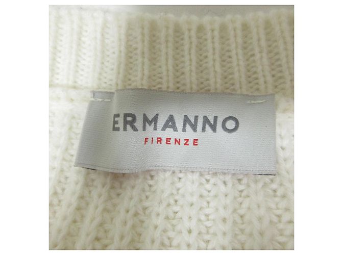 Autre Marque ERMANNO FIRENZE Argyle-Strickpullover aus Alpaka-Mischung Aus weiß - Ansicht 3