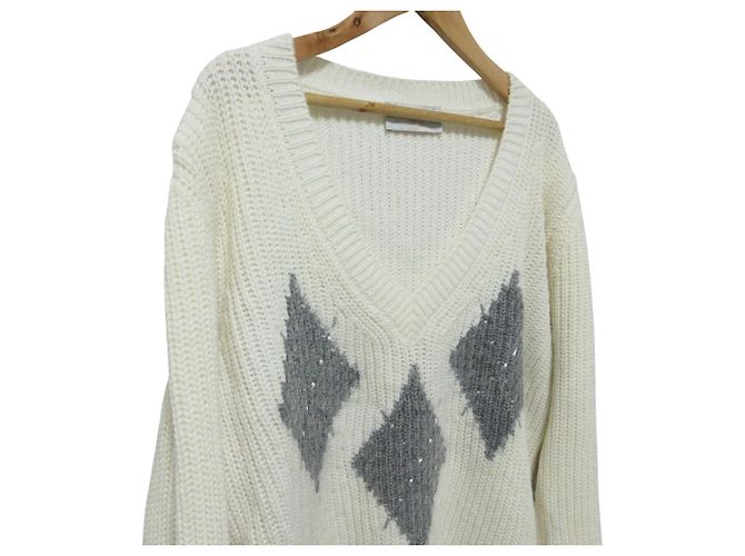 Autre Marque ERMANNO FIRENZE Argyle-Strickpullover aus Alpaka-Mischung Aus weiß - Ansicht 4