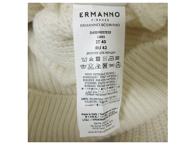 Autre Marque ERMANNO FIRENZE Argyle-Strickpullover aus Alpaka-Mischung Aus weiß - Ansicht 6