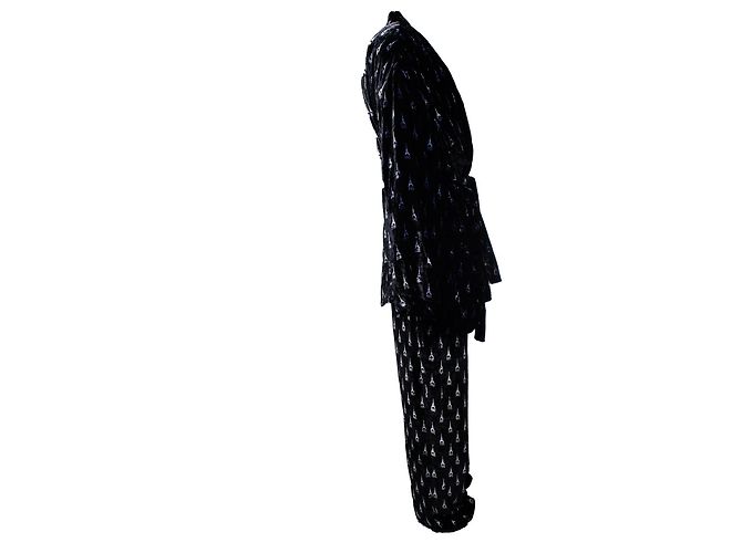 Balenciaga, traje de pijama de terciopelo negro Torre Eiffel - vista 2