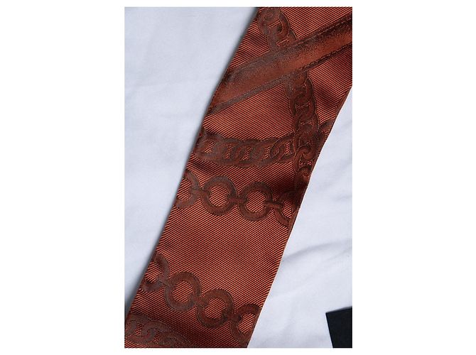 Burberry, sciarpa cravatta arancione - vista 4