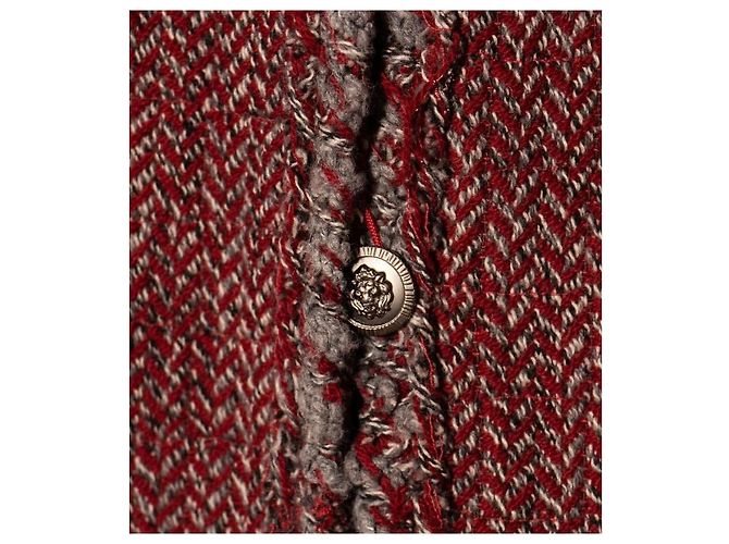 BLAZER DE TWEED CON TRIM TRAMADO GRIS BURDEOS CHANEL 08A FR 38 - vista 17