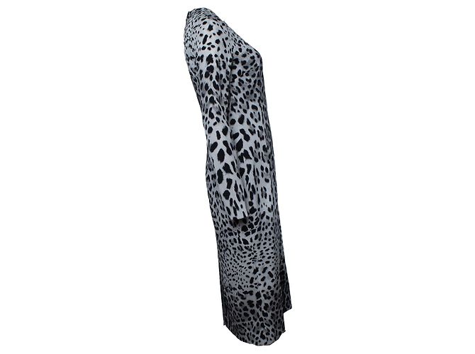 Vestido maxi gris con estampado de leopardo Dolce & Gabbana - vista 3