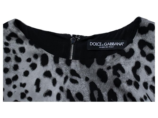 Vestido maxi gris con estampado de leopardo Dolce & Gabbana - vista 5