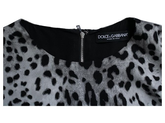 Vestido maxi gris con estampado de leopardo Dolce & Gabbana - vista 9
