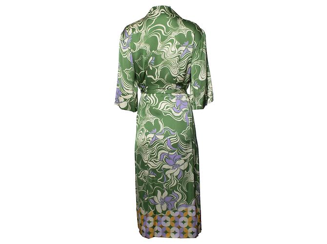 Abito avvolgente Dakola verde multicolore di Dries van Noten - vista 5