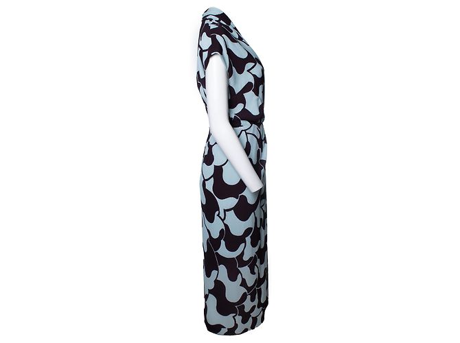 Abito maxi azzurro chiaro e marrone di Dries van Noten Blu - vista 4