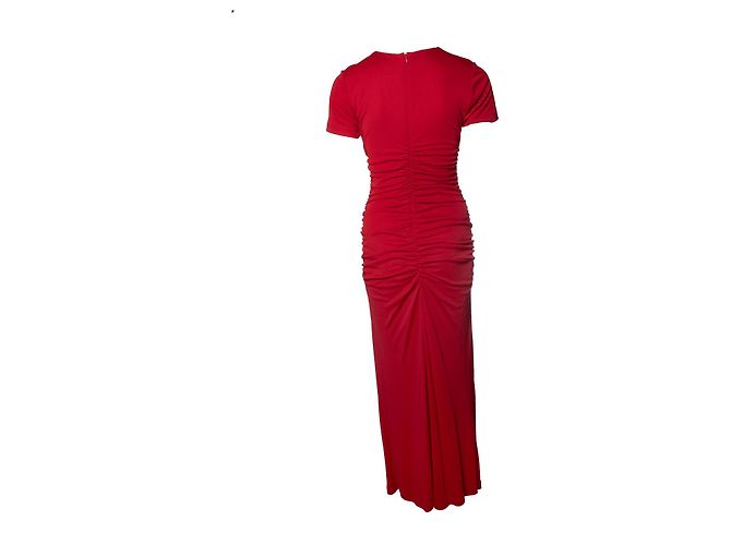 Carolina Herrera, Vestido maxi drapeado en rojo Roja - vista 3