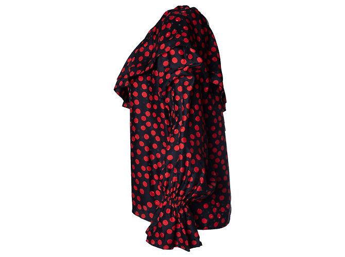 Saint Laurent Bluse mit einem Schulterpolka-Dots Schwarz Rot - Ansicht 2