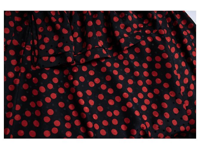 Saint Laurent Bluse mit einem Schulterpolka-Dots Schwarz Rot - Ansicht 6