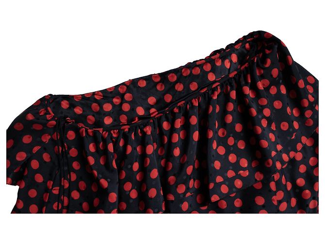 Saint Laurent Bluse mit einem Schulterpolka-Dots Schwarz Rot - Ansicht 7
