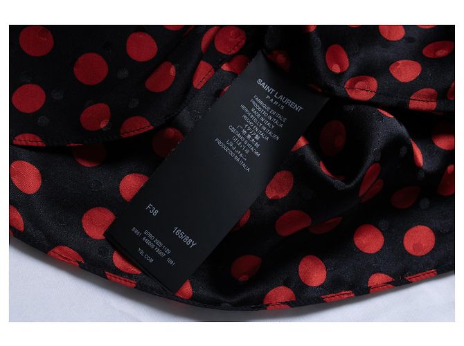 Saint Laurent Bluse mit einem Schulterpolka-Dots Schwarz Rot - Ansicht 8
