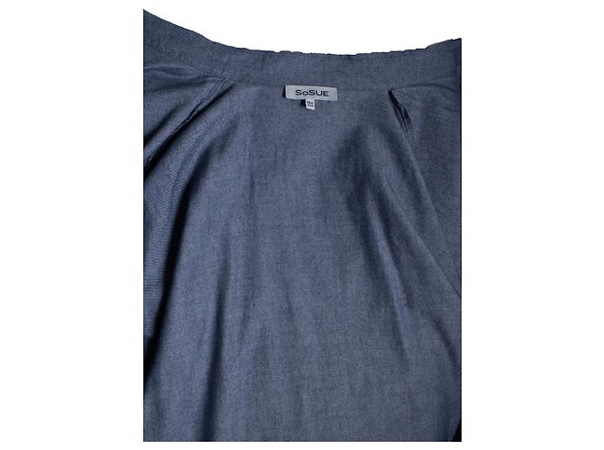 Autre Marque Sosue, camicia blu oversize con maniche a battente - vista 7