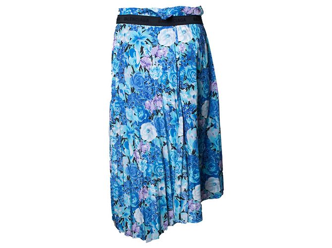 Falda midi plisada con estampado floral de Balenciaga Azul - vista 3
