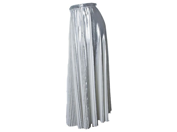 Falda maxi plisada metálica Valentino Garavani Plata Blanco - vista 2