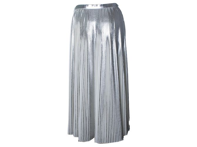 Falda maxi plisada metálica Valentino Garavani Plata Blanco - vista 3