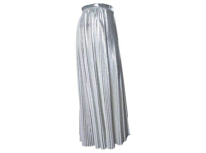 Falda maxi plisada metálica Valentino Garavani Plata Blanco - vista 4