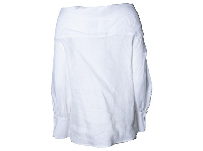 Autre Marque Andres Otalora, Leinenbluse mit Schleife Weiß - Ansicht 2