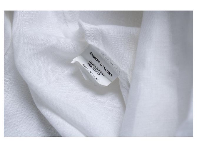 Autre Marque Andres Otalora, Leinenbluse mit Schleife Weiß - Ansicht 6
