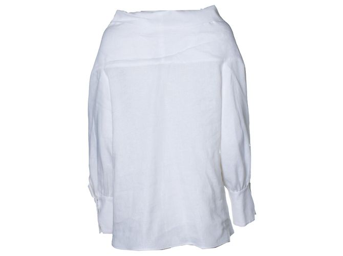 Autre Marque Andres Otalora, Leinenbluse mit Schleife Weiß - Ansicht 3