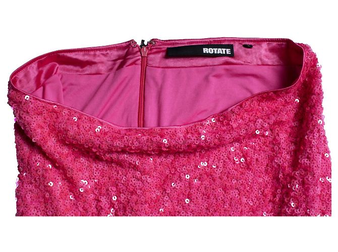 Rotate Rosa Paillettenrock mit Schlitz hinten Pink - Ansicht 7