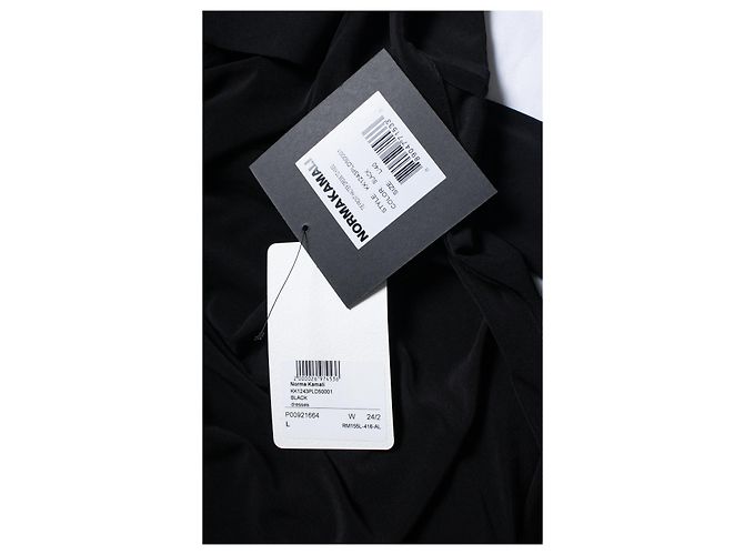 Norma Kamali, Schwarzes Wickelkleid mit Halterneck - Ansicht 7