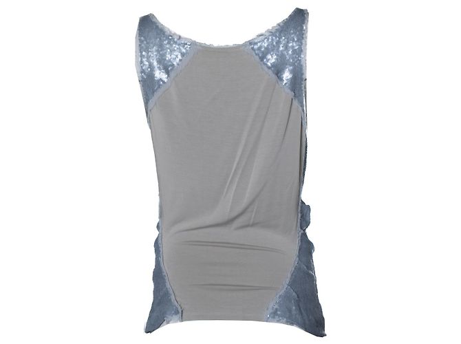 Grau metallisch Paillettenoberteil Donna Karan - Ansicht 2
