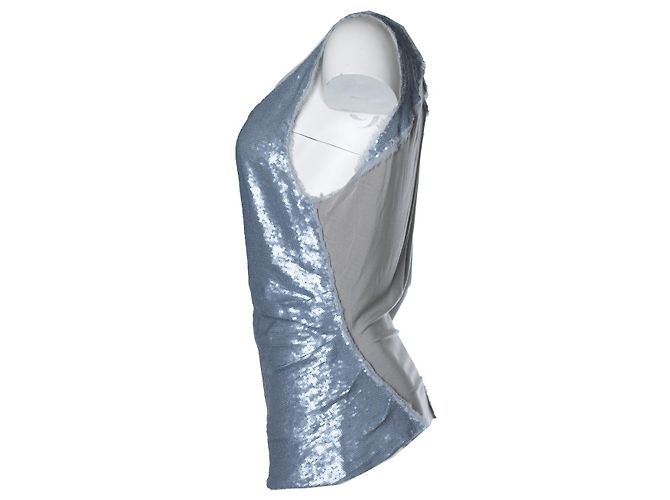 Grau metallisch Paillettenoberteil Donna Karan - Ansicht 3