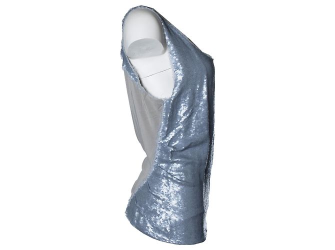 Grau metallisch Paillettenoberteil Donna Karan - Ansicht 4