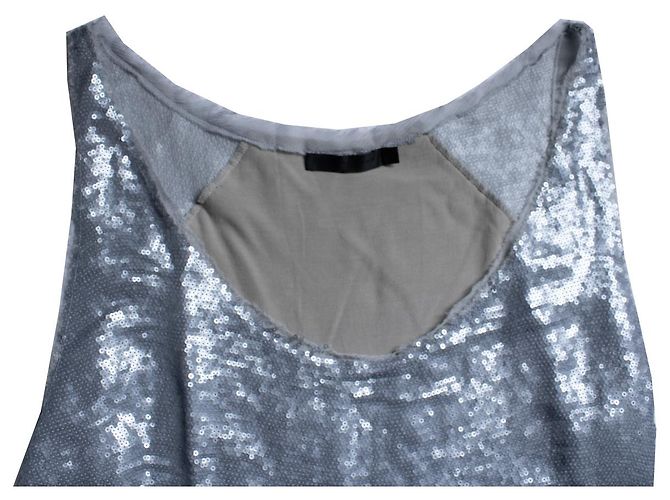 Grau metallisch Paillettenoberteil Donna Karan - Ansicht 5