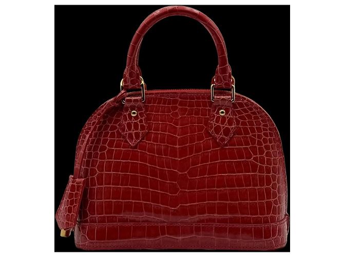 Louis Vuitton Alma BB Coccodrillo Rosa Chiaro Rosso - vista 2