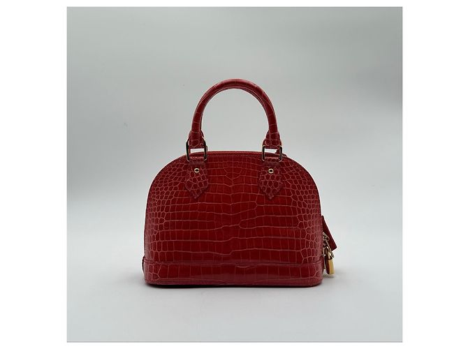 Louis Vuitton Alma BB Coccodrillo Rosa Chiaro Rosso - vista 3