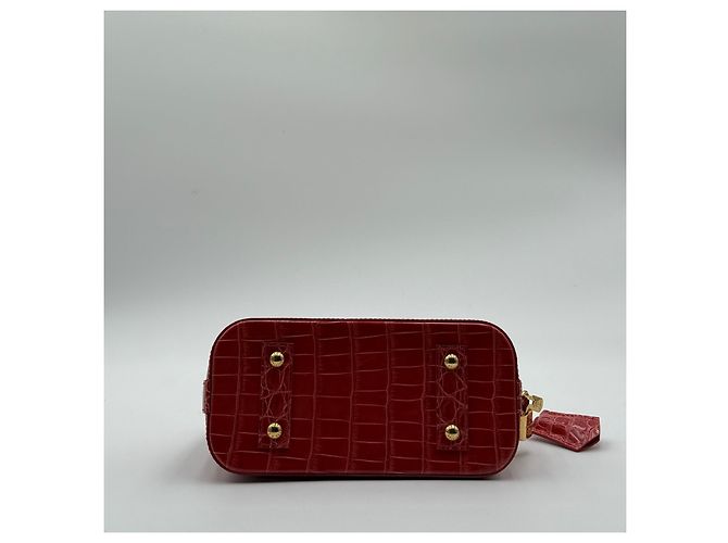 Louis Vuitton Alma BB Coccodrillo Rosa Chiaro Rosso - vista 4