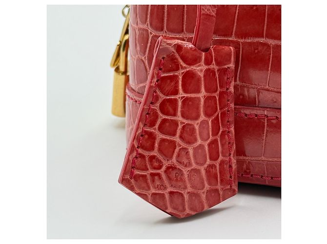 Louis Vuitton Alma BB Coccodrillo Rosa Chiaro Rosso - vista 6